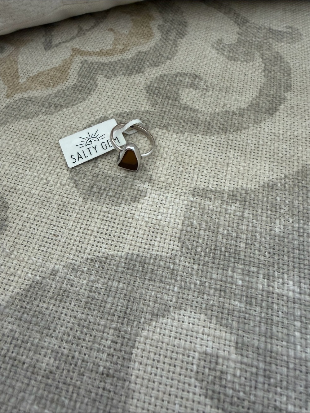Brown seaglass ring size 6